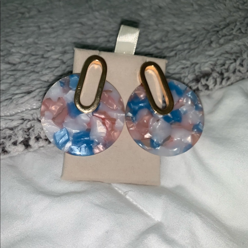 Francesca’s Pink and Blue Statement Earings.